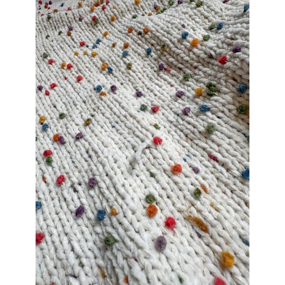 Women’s Colorful Confetti Dots Cable Knit Crew Neck Sweater Size Medium Cream - Picture 9 of 9